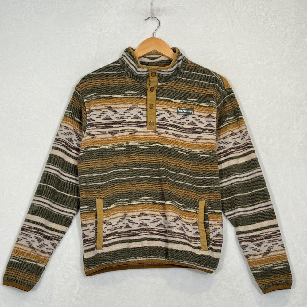 Cinch Olive Aztec Fleece Pullover Fits Small